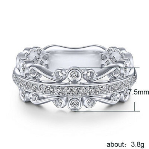 925 Silver Round Cut White Sapphire Ring Size 6 - Picture 8 of 8